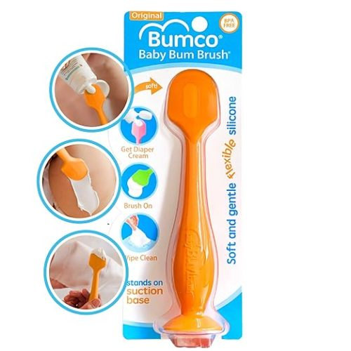 Bumco Diaper Cream Spatula - BPA-free Butt Paste Diaper Cream Applicator, Soft & Flexible Diaper Rash Cream Applicator, Butt Spatula Baby, Mom-Invented Diaper Bag Essentials (Orange)