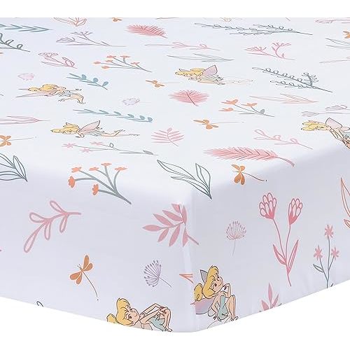 Bedtime Originals Tinker Bell Fitted Crib Sheet - Pink, White, Green, Disney