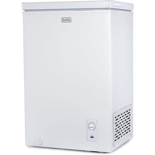 BLACK+DECKER 2.0 Cu. Ft. Compact Chest Freezer, Deep Freezer Holds Up To 70 Lbs. of Frozen Food, Removable Storage Basket, Manual Defrost, White