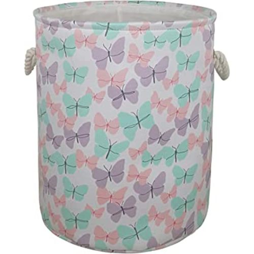 KUNRO Large Storage Basket Toy Box Bin Laundry Bag Foldable Hamper Clothes Kids Gift Organizer Chest Thick Organizer Dorm Nursery Home(Color butterfly)