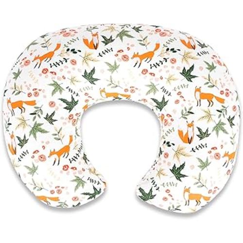 Nursing Pillow Covers – Soft Breathable Cotton, Fits Standard Breastfeeding Pillows, Washable & Hypoallergenic for Newborn Baby Girls & Boys,Cover Only (1 Pcs, Fox)
