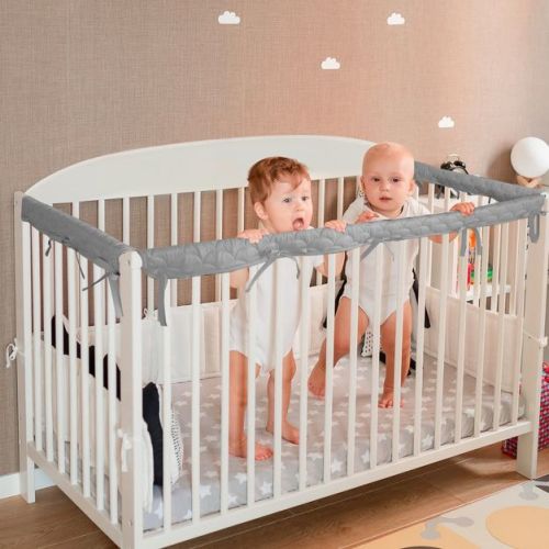 Biloban- 3 Pieces Crib Rail Cover, Crib Rail Guard, Reversible Crib Rail Cover, Teething Guard, Crib Wrap Protectors Set of 3