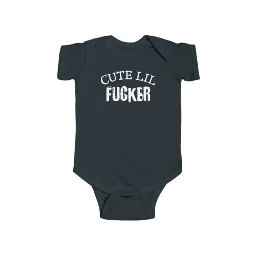 Cute Lil Fucker | Punk Baby Bodysuit | Rude & Funny Goth Rock Toddler | Alternative Heavy Metal Baby Shower Gift | Spooky Gothic Black