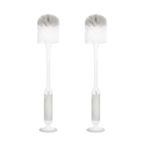 Ubbi Deluxe Baby Bottle Brush Set, Bottle Brush and Nipple Brush with Suction Cup, Baby Cleaning Essentials, Set of 2, Gray