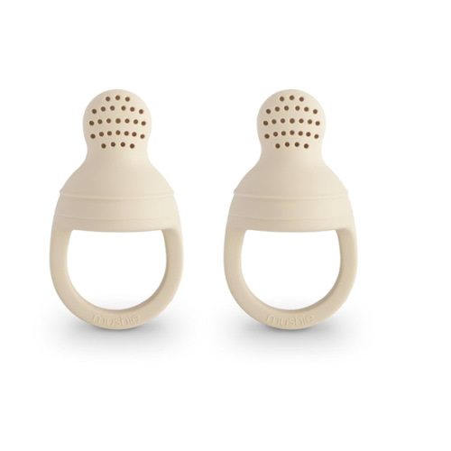 mushie Silicone Baby Fresh Fruit & Food Feeder Pacifier | 6 Months+ (Shifting Sand)