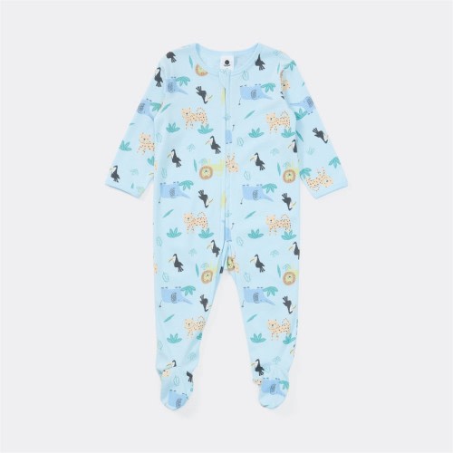 Dymples Baby Organic Cotton Print Coverall - Blue