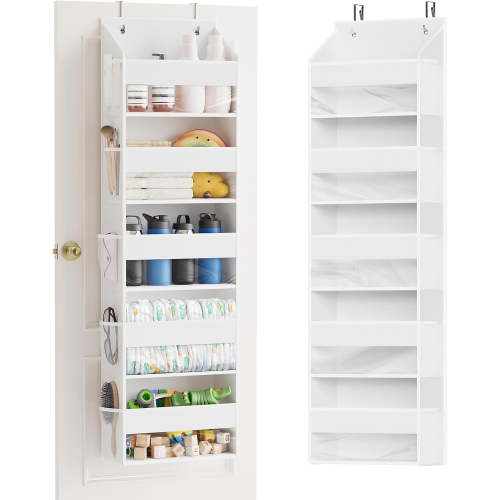 SpaceAid Over The Door Organizer with 5 Large Pockets and 10 Mesh Side Pockets, 1 Pack, White