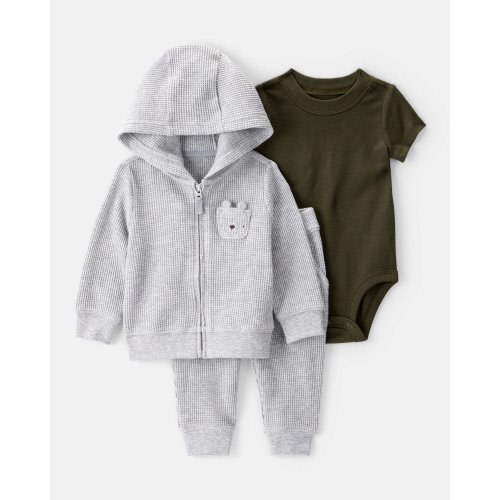 Baby 3-Piece Thermal Bear Little Cardigan Set - Grey/Black - Carter's | Carter's