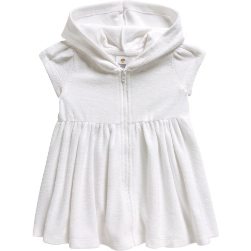 Baby Hooded Terry Swim Cover-Up Dress, 9M, White