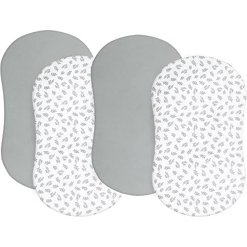 Baby Bassinet Sheets 4 Pack Compatible with Halo BassiNest Swivel Sleeper, Ultra Soft & Skin-Friendly, Grey