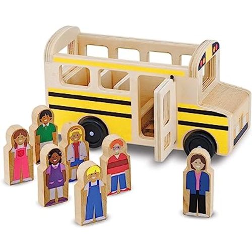 Melissa & Doug School Bus Wooden Play Set With 7 Play Figures | School Bus Toys For Kids, Toddler Toy For Pretend Play, Classic Wooden Toys For Kids