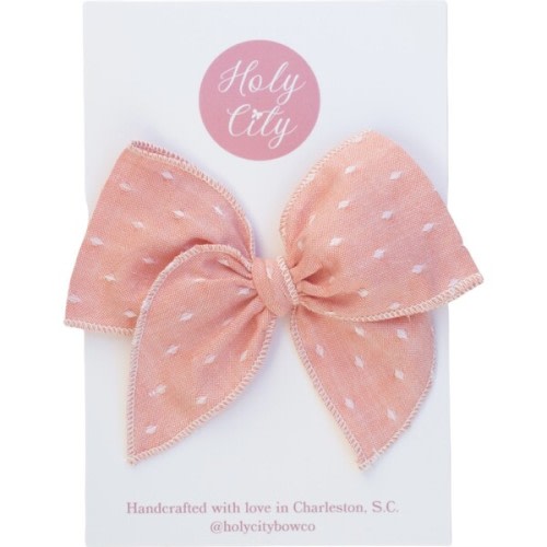 Lottie Bow, Peach Swiss Dot - Holy City Bow co. | Maisonette