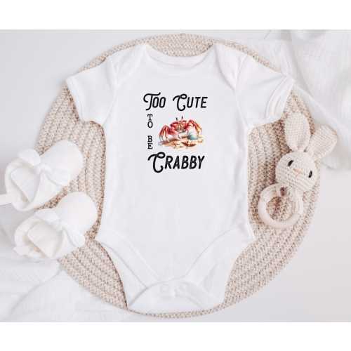 Too Cute To Be Crabby, Nautical Theme Baby Onesie®, Ocean Onesie® Beach Outfit , Ocean Baby Onesie®, Crab Baby Outfit