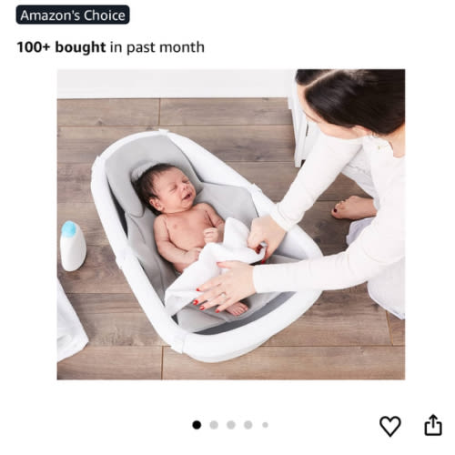 Regalo Baby Basics 3-in-1 Grow with Me Bath Tub, Award Winning Brand, Adjustable As Your Baby Grows, Includes Foam Padded Air Mesh Sling, Drying Hook,