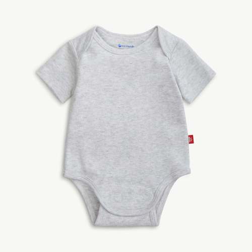 0-3 months light gray melange organic cotton magnetic tiny tornado bodysuit – Magnetic Me