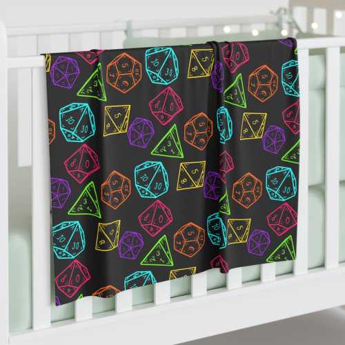 DiDice DnD Baby Swaddle Blanket - Dungeon and Dragons Infant Wrap, Game Night Nursery Decor, Geeky Baby Shower Gift, RPG Theme Baby Blanket,