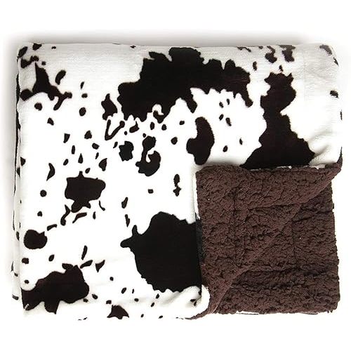 Tadpoles Double Layer Baby Blanket - Sherpa Cowhide Print | 30" x 40" | 100% Super Soft Plush Polyester Microfiber | Ideal as a Swaddle Blanket, Stroller Cover, Crib Blanket, Baby Shower & More