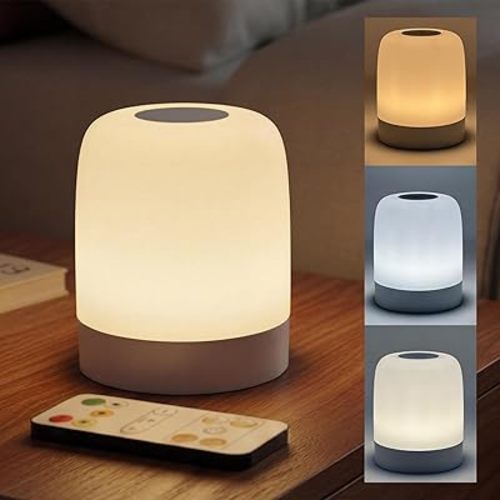 [3600mAh] Portable Dimmable Touch Night Light, 3 Colors Egg Light for baby Nursery, Rechargeable battery powered Lights for Kids Toddler room, Small Cordless Table Bedside Lamp for breastfeeding, soft