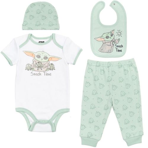 Star Wars Mandalorian Baby Yoda Infant Baby Boys Layette Set Bodysuit Pant Bib Hat 12 Months
