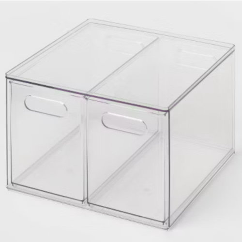 "clear stackable storage bins with drawers"