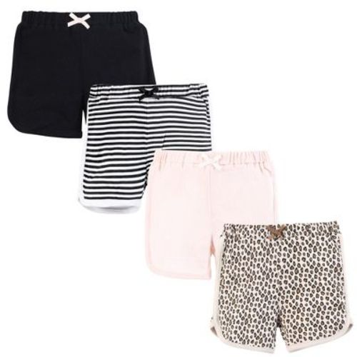 Hudson Baby Infant Girls Shorts Bottoms 4-Pack, Leopard Stripe, 6-9 Months