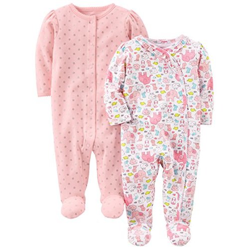 Simple Joys by Carter's Baby Girls' 2-Pack Cotton Footed Sleep and Play