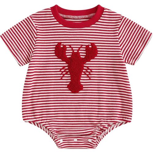 VISGOGO Unisex Baby Boy Girl Striped Romper Waffle Short Sleeve Bubble Oversized Romper Bodysuit Summer Onesie Clothes