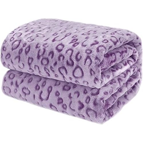 Purple Gifts for Women, Purple Leopard Print Throw Blanket, Soft Warm Fleece Plush Blanket for Couch Bed Sofa, Cozy Purple Bedroom Living Room Decor, Birthday for Women Girls