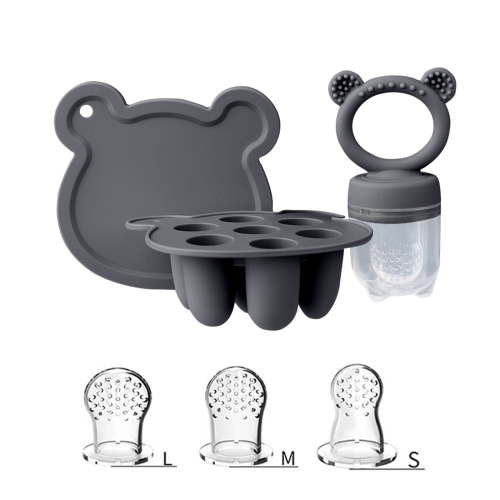 Silicone Baby Fruit Food Feeder Pacifier & Breastmilk Popsicle Freezer Molds, Baby Food Storage Containers Breast Milk Ice Cubes for Baby Teething & Infant Self Feeding, BPA Free (Dark Grey)