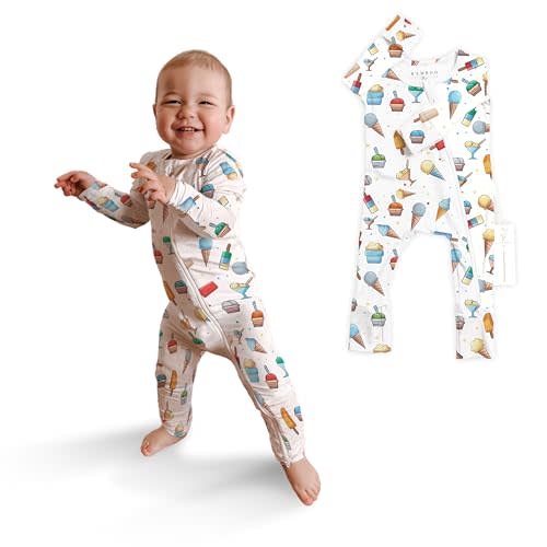 Footless Romper Bamboo Rayon 95% Rayon, 5% Spandex Pajamas, Long Sleeve Sleeper & Onesie for Newborn to Toddler, 0-36 Months