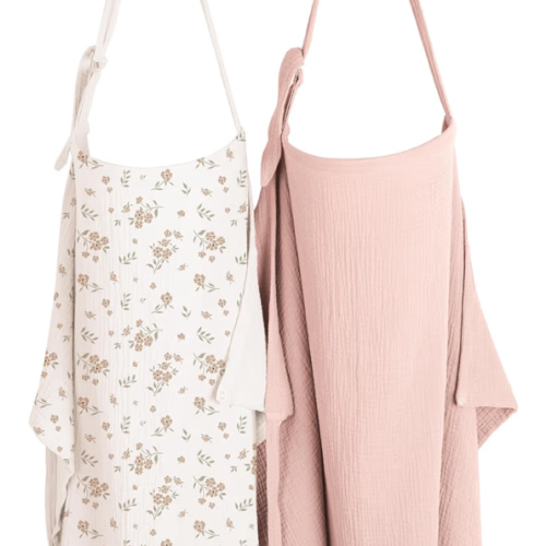 Konssy 2-Pack Muslin Nursing Cover Up for Breastfeeding Moms with Rigid Hoop, 100% Cotton, Lightweight & Breathable Breastfeeding Cover, Adjustable & Comfort