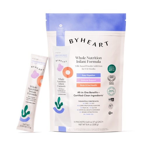 ByHeart Whole Nutrition Anywhere Pack Infant Formula Powder, Made with Organic Whole Milk, 14 Count