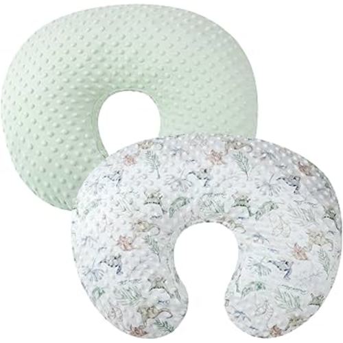 Dot Nursing Pillow Cover Set 2 Pack Nursing Pillow Slipcovers, Ultra Soft Compatible with Boppy Pillow,Standard Pillow for Baby Boy Girl Light Green Dinosaur