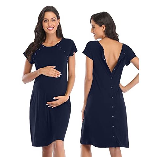 Women's Maternity 3 in 1 Delivery Labor Nursing Nightgown Hospital Gown Sleepwear for Breastfeeding