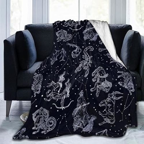 Constellation Throw Blanket Flannel Constellations Blanket Warm & Soft 12 Horoscope Astrology Throw Blankets Constellation Theme Home Décor 60"X50"