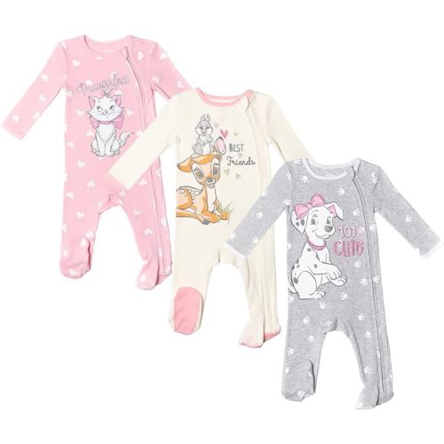 Disney Classics Aristocats 101 Dalmatians Bambi 3 Pack Footed Sleep N' Play Coverall