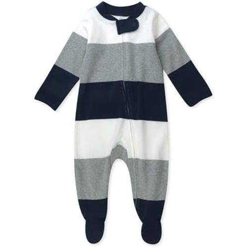 HonestBaby Baby Boys' Sleep and Play Footed Pajamas One-Piece Sleeper Jumpsuit Zip-front Pjs Organic Cotton