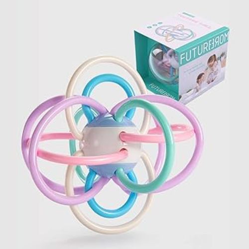 Newborn Baby Rattle and Teether Ball, Perfect for Teething, Sensory, and Fine Motor Skill Development, Suitable for Infant, Boys and Girls Ages 0-18 Months