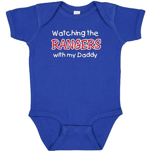 Curiositees Watching the Rangers with My Daddy Baby Boy's Bodysuit Outfit - Royal