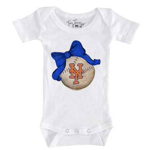 New York Mets Tiny Turnip Infant Baseball Bow Bodysuit - White