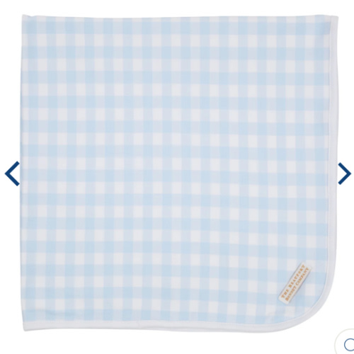 Baby Buggy Blanket - Buckhead Blue Gingham with Worth Avenue White