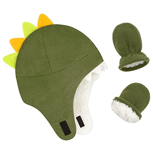 Baby Boy Sherpa Hats and Mittens Set Toddler Gloves Warm Fleece Winter Hat Baby Girl