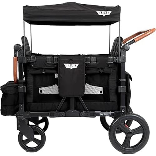 Keenz VYOO Stroller Wagon with Canopy - Foldable Design for Easy Storage, 5 Seating Positions for Kids, Enhanced Child Safety, All-Terrain Mobility, 4-Passangers, Black
