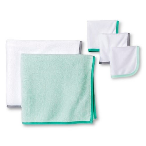 Newborn 5-Piece Bath Towel Set - Green Circo