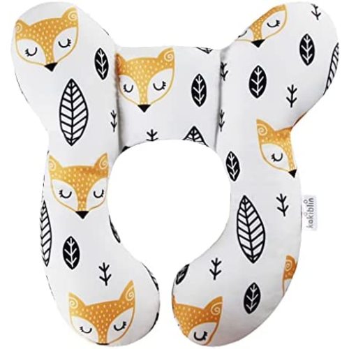 KAKIBLIN Baby Travel Pillow for Head and Neck Support Pillow for Pushchair,Car Seat,Travel (Yellow Fox)
