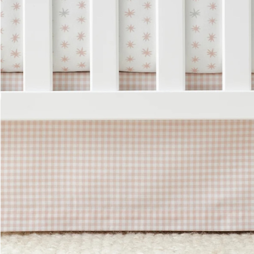 Ditsy Gingham Classic Cool Organic Cotton Percale Tailored Crib Skirt