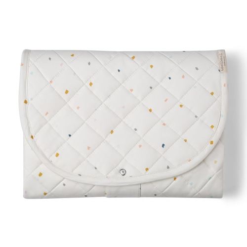 Makemake Organics Organic Portable Changing Pad GOTS Certified Organic Cotton Fill Portable Diaper Changing Mat Diaper Clutch Changing Station Kit Compact Travel Pad (33"x34", Dotty)