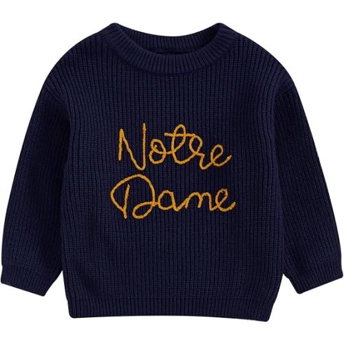 Chloefairy Unisex Toddler Notre Dame Football Sweater Rugby Cable Knit Sweatshirt Knitwear Fall Pullover Top