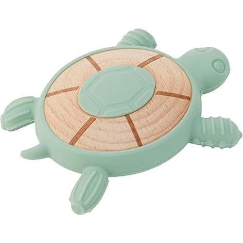 tickit Silisoft Turtle Teether | Sensory Silicone & Wooden Teething Toy for Babies | Soothes Gums & Supports Development