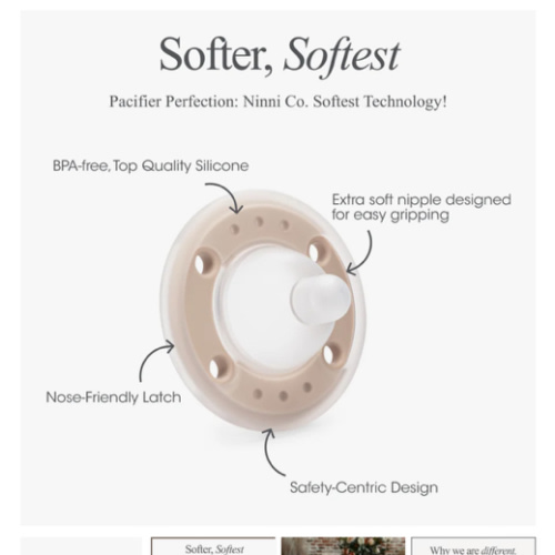 Ninni Pacifier- Oatmeal 2 Pack Pacifier Like Breast – Ninni Co